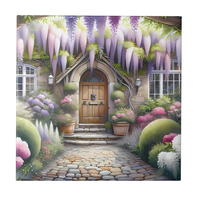 Whimsical Cottage Garden Pathway Tile (Front)