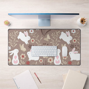 Whimsical Cottagecore Bunnies Desk Mat