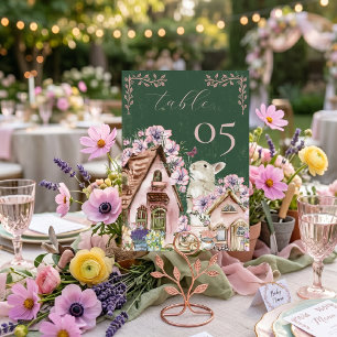Whimsical Cottagecore Bunny Floral Garden Party Table Number