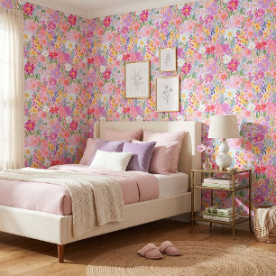 Whimsical Cottagecore Dopamine Spring Floral Wallpaper