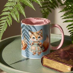 Whimsical Cottagecore Floral Pastel Fox  Mug
