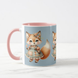 Whimsical Cottagecore Floral Pastel Fox  Mug