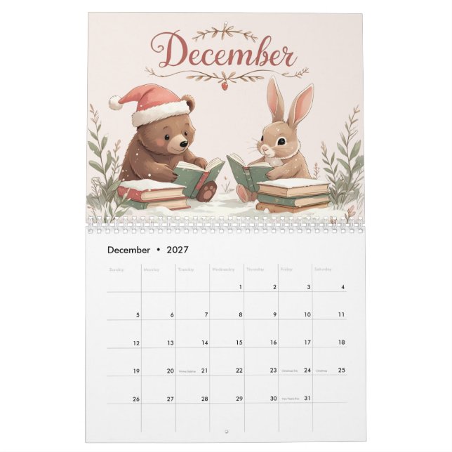 Whimsical Cottagecore Illustrations Study Calendar (Dec 2027)