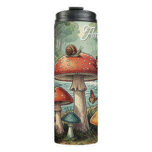 Whimsical Cottagecore Mushrooms Personalised Thermal Tumbler