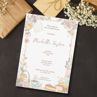 Whimsical Cottagecore Summer Floral Bridal Shower Invitation