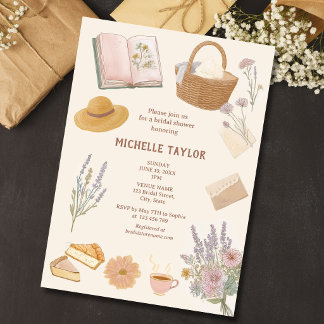 Whimsical Cottagecore Summer Floral Bridal Shower Invitation