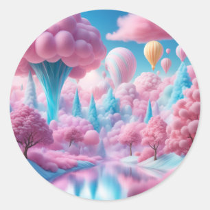 Whimsical cotton candy classic round sticker