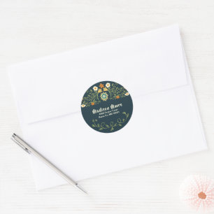 Whimsical Country Flower Garden Return Address Classic Round Sticker