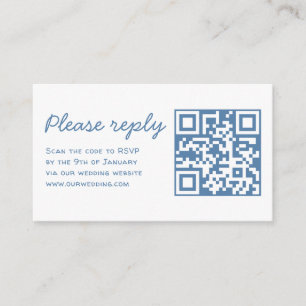 Whimsical Couple Rings Doodle RSVP QR Code Wedding Enclosure Card