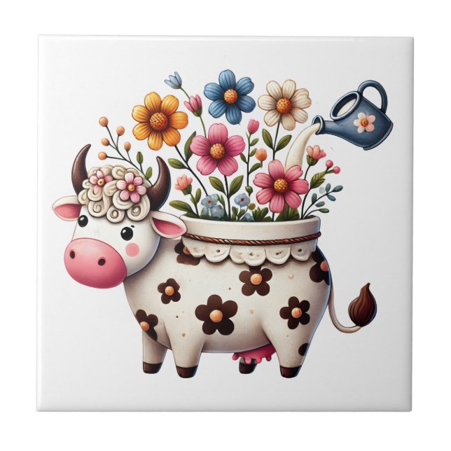 Whimsical COW  Tile (Front)