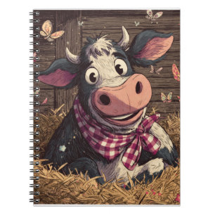Whimsical Cow with Butterflies Illustration Notebook