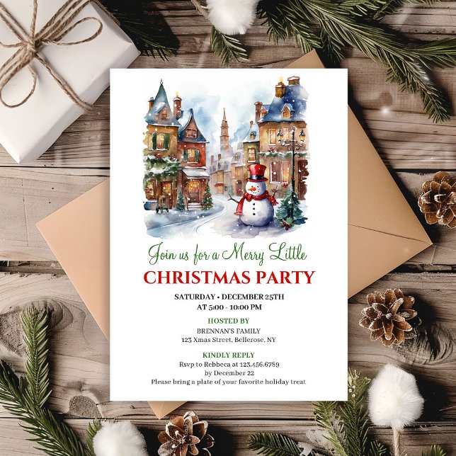 Whimsical cozy winter scene holiday invite (Whimsical cozy winter scene holiday invite)