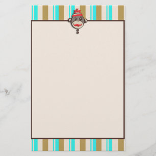 Whimsical Crazy Hat Sock Monkey Stationary Stationery