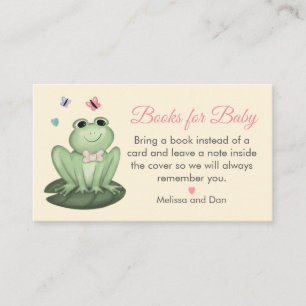 Whimsical Cream Frog Baby Shower Books for Baby Enclosure Card