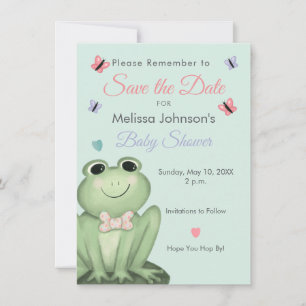 Whimsical Cream Frog Baby Shower Save the Date Invitation