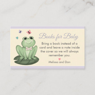 Whimsical Cream Lavender Frog Baby Shower Enclosure Card