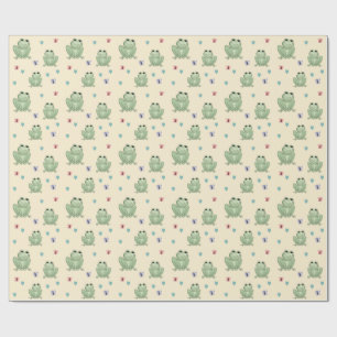 Whimsical Cream Watercolor Frog Baby Shower Wrapping Paper