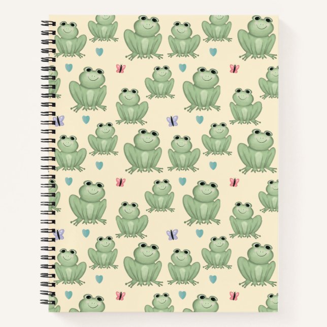 Whimsical Cream Watercolor Frog Nursery Notebook (Front)