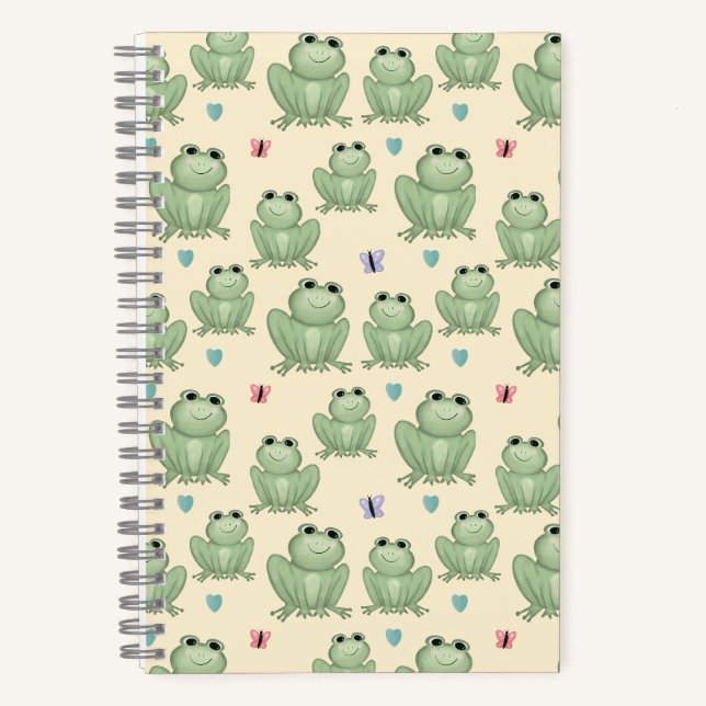Whimsical Cream Watercolor Frog Nursery Notebook (Front)