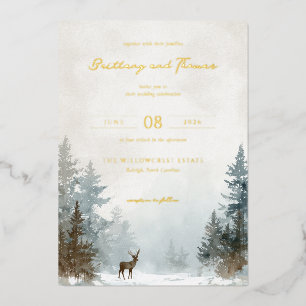 Whimsical Cream Watercolor Winter Forest