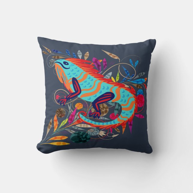 Whimsical Creatures | Iguana Cushion (Front)