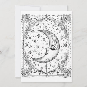 Whimsical Crescent Moon   Color Your Own Greeting