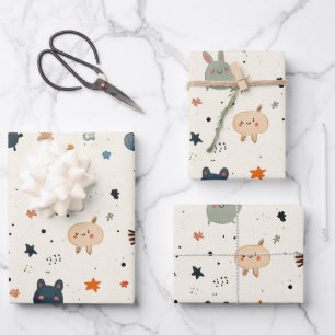 Whimsical Critter Wonderland Wrapping Paper Sheet