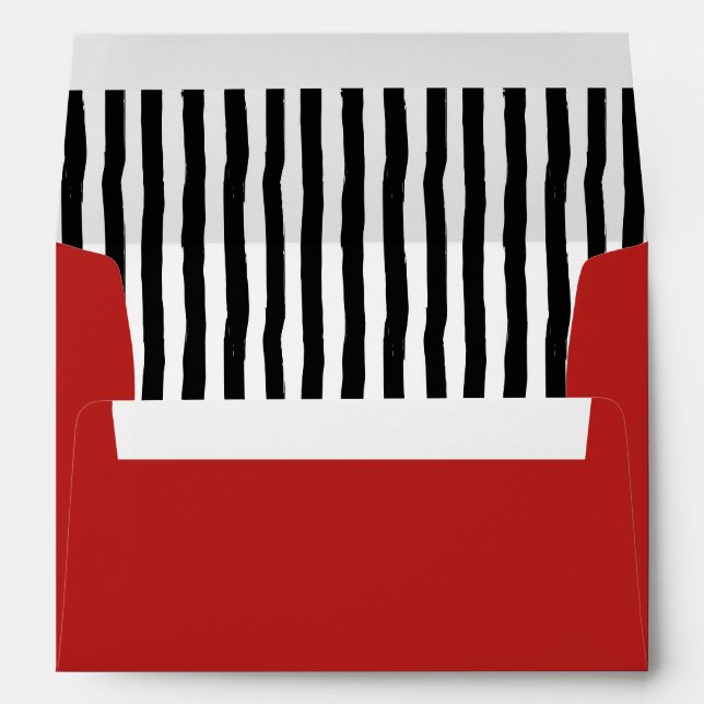 Whimsical Crooked Stripe Pattern with Red Envelope (Back (Bottom))