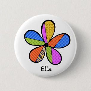 Whimsical Cubism Flower Button
