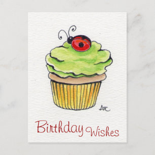 Whimsical Cupcake and Ladybug Postcards