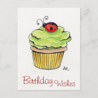 Whimsical Cupcake and Ladybug Postcards