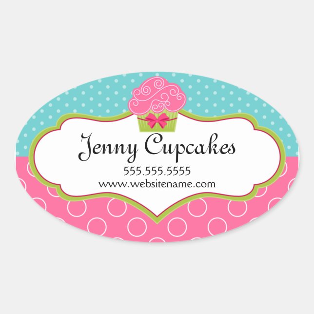 Whimsical Cupcake Bakery Box Seal (Front)