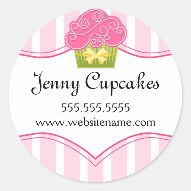 Whimsical Cupcake Bakery Box Seals (Front)