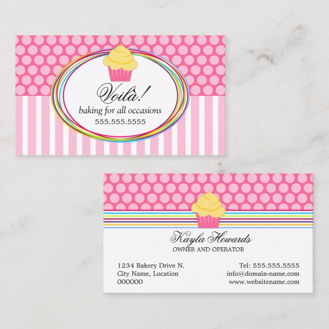 Whimsical Cupcake Bakery Business Card (Front/Back)