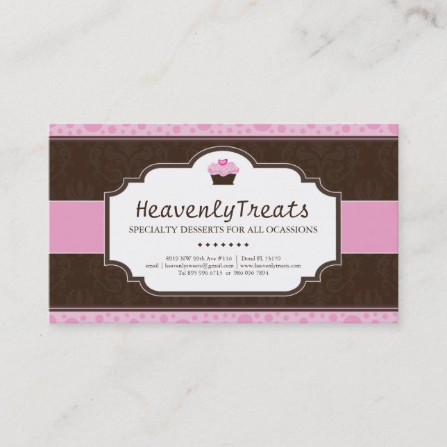 Whimsical Cupcake Bakery Business Card (Front)