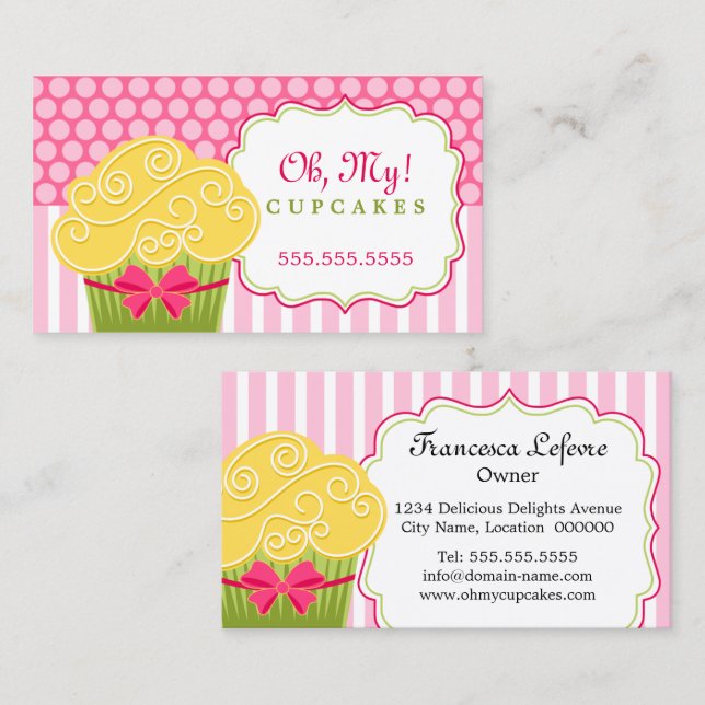 Whimsical Cupcake Bakery Business Card (Front/Back)