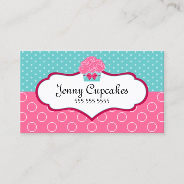Whimsical Cupcake Bakery Business Card (Front)