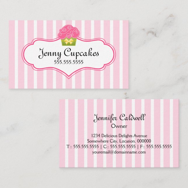 Whimsical Cupcake Bakery Business Card (Front/Back)