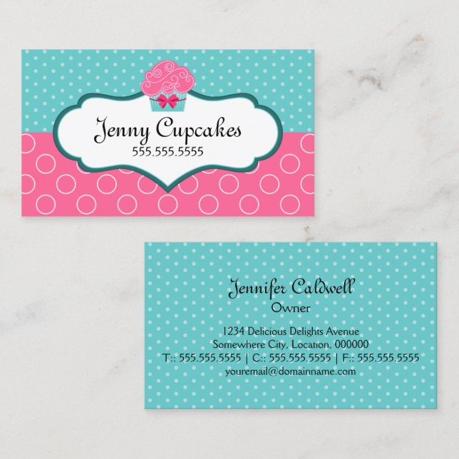 Whimsical Cupcake Bakery Business Card (Front/Back)