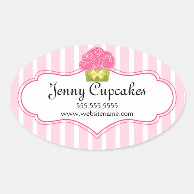 Whimsical Cupcake Bakery Stickers (Front)