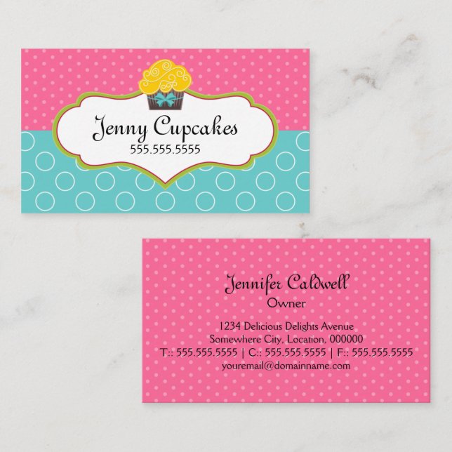 Whimsical Cupcake Baking Business Card (Front/Back)