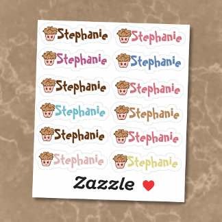Whimsical Cupcake Name Vinyl Stickers - Set of 12