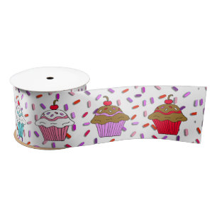 Whimsical Cupcakes and Sprinkles Satin Ribbon