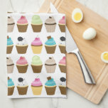 Whimsical Cupcakes Pattern Tea Towel<br><div class="desc">Sweet and whimsical pattern features six different cupcakes in fun and vibrant colours</div>