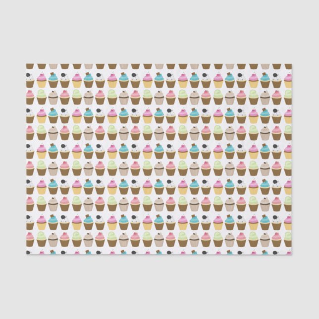 Whimsical Cupcakes Pattern Tissue Paper (Front)