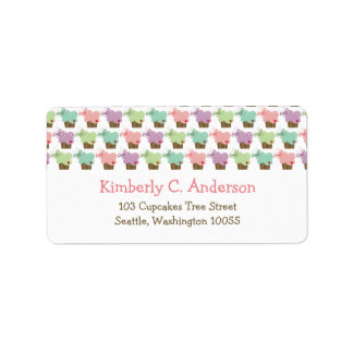 Whimsical Cupcakes Tree Butterflies Sweet Birthday Label