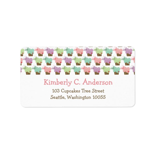 Whimsical Cupcakes Tree Butterflies Sweet Birthday Label (Front)