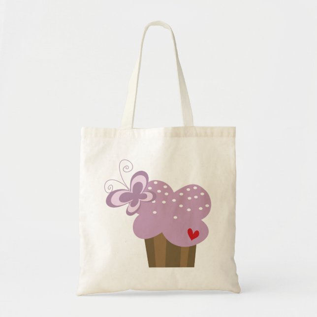 Whimsical Cupcakes Tree Butterflies Sweet Birthday Tote Bag (Front)