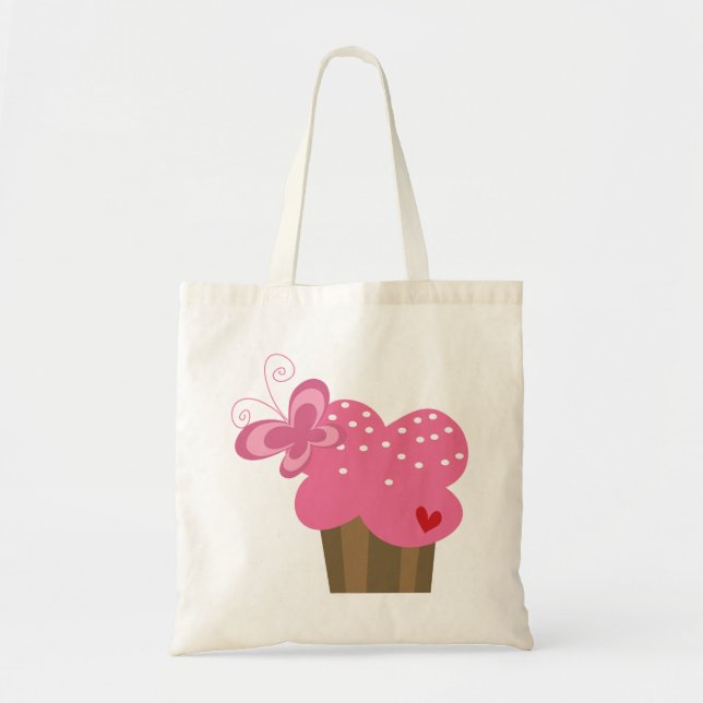 Whimsical Cupcakes Tree Butterflies Sweet Birthday Tote Bag (Front)