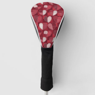 Whimsical Cupid Heart Red White Black Golf Head Cover